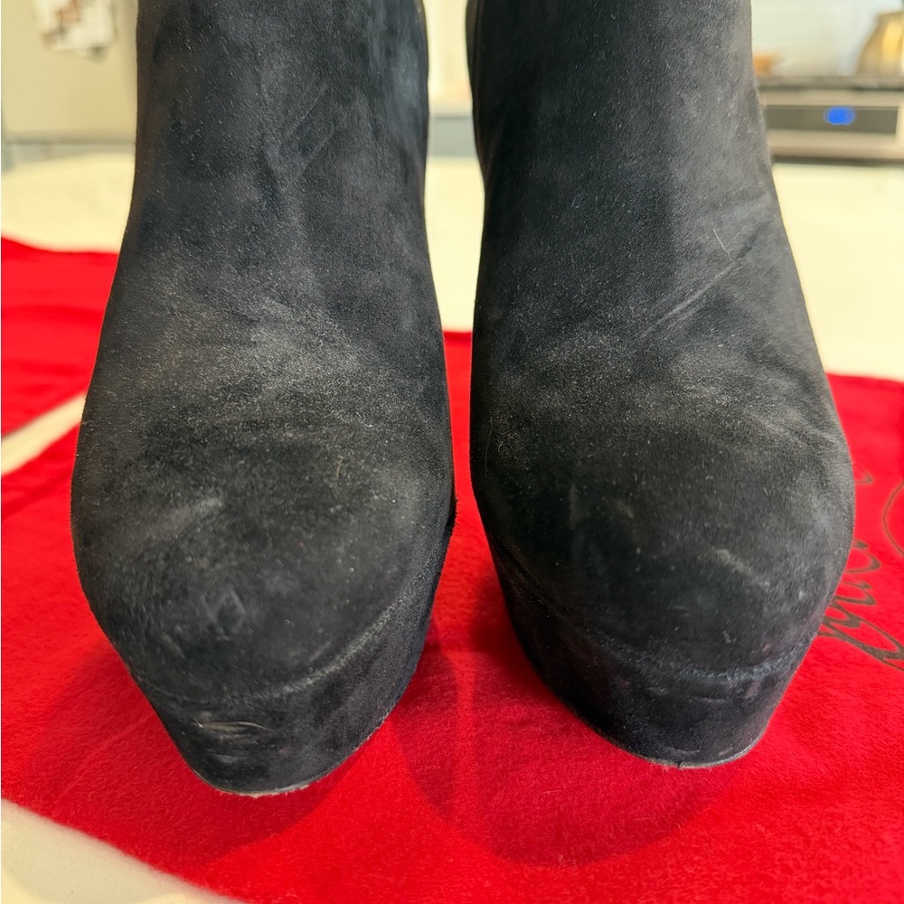 Christian Louboutin Black Suede Platform Stiletto Ankle Boots Size 39 - Picture 5 of 8